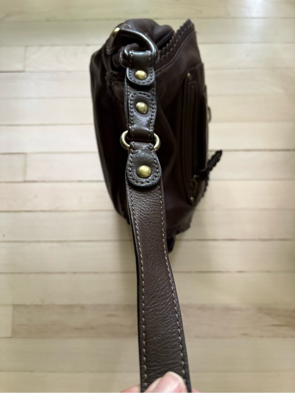 Ellen Tracey Brown Leather shoulder Bag Bohemian Hippie - Picture 5 of 7